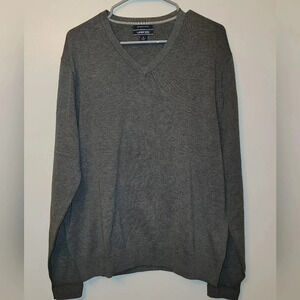 Land's End men's large v neck pullover sweater gray